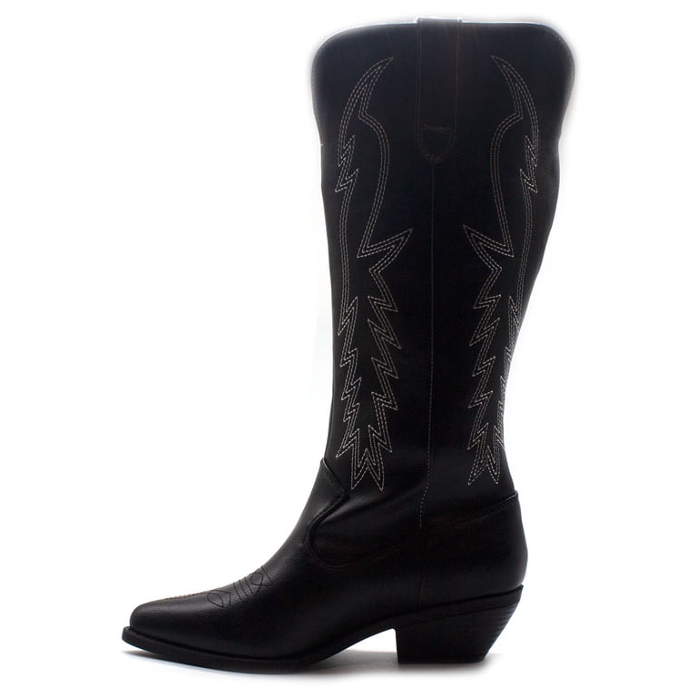 black dress cowboy boots Stivali Unstoppable western cowboy boots in Black leather womens shoes 12 / Black