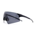 thumbnail image 3 of Polarized Mens Cool Futuristic Curved Shield Rimless Plastic Sport Sunglasses Matte Black Grey - Black, 3 of 4