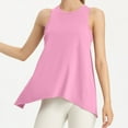 thumbnail image 2 of Ulitacool Summer Tank Tops For Womens Sleeveless Tee Solid Color Crewneck Hollow Back Loose Fit Flowy T Shirt Fashionable Daily Wear M Hot Pink, 2 of 5