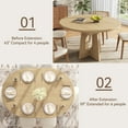 thumbnail image 6 of 59-Inch Extendable Round Dining Table for Dining Room, 4-6 People Farmhouse Oval Wood Expandable Kitchen Dinner Table with Heavy Cross Pedestal for Living Room, Apartment, Light Oak, 6 of 8
