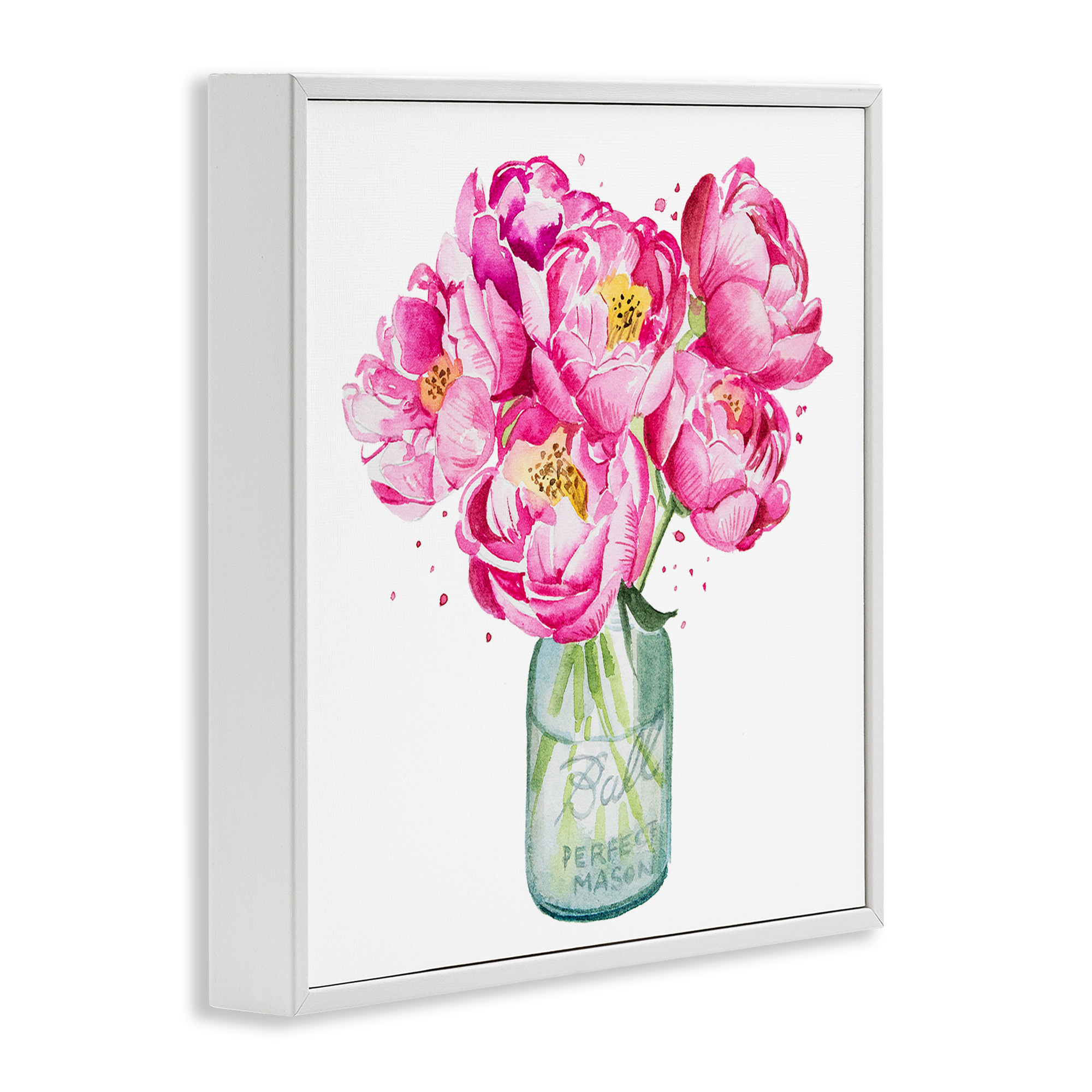 Stupell Industries Pink Peony Jar Botanical & Floral Painting White Framed Art Print Wall Art, 12 x 12