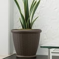 thumbnail image 2 of Suncast Willow 18 Inch Diameter Resin Decorative Wicker Patio Planter Pot, Java, 2 of 8