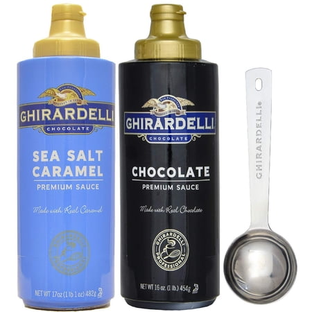 Ghirardelli - Sea Salt Caramel and Chocolate Flavored Sauce (Set of 2) - with Limited Edition Measuring Spoon