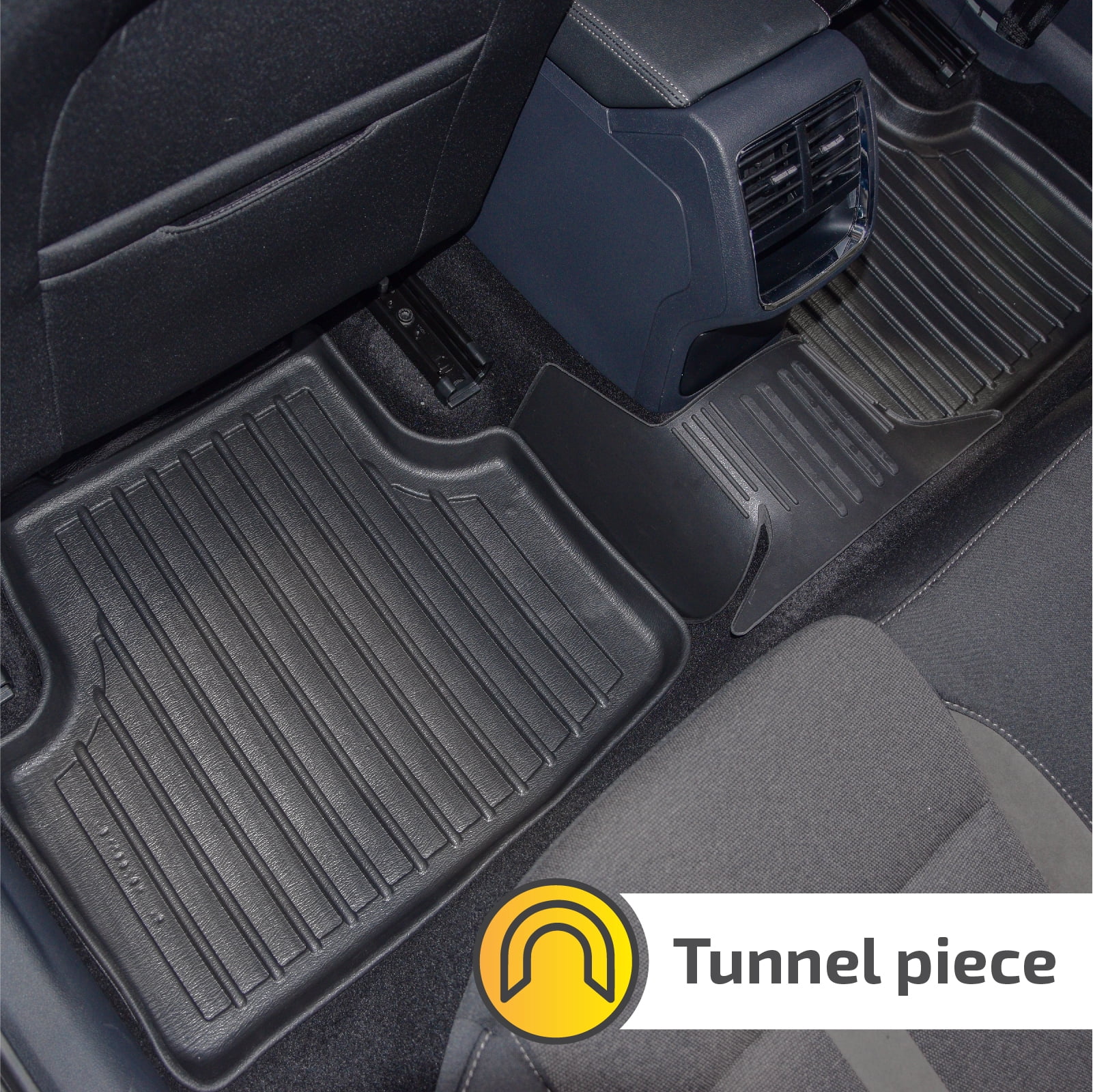 3D Floor Mats 2004-2009 Toyota Prius (XW20) Heavy Duty, Custom Fit, All Weather Liner Front & 2nd Row Full Set Rubber, Black