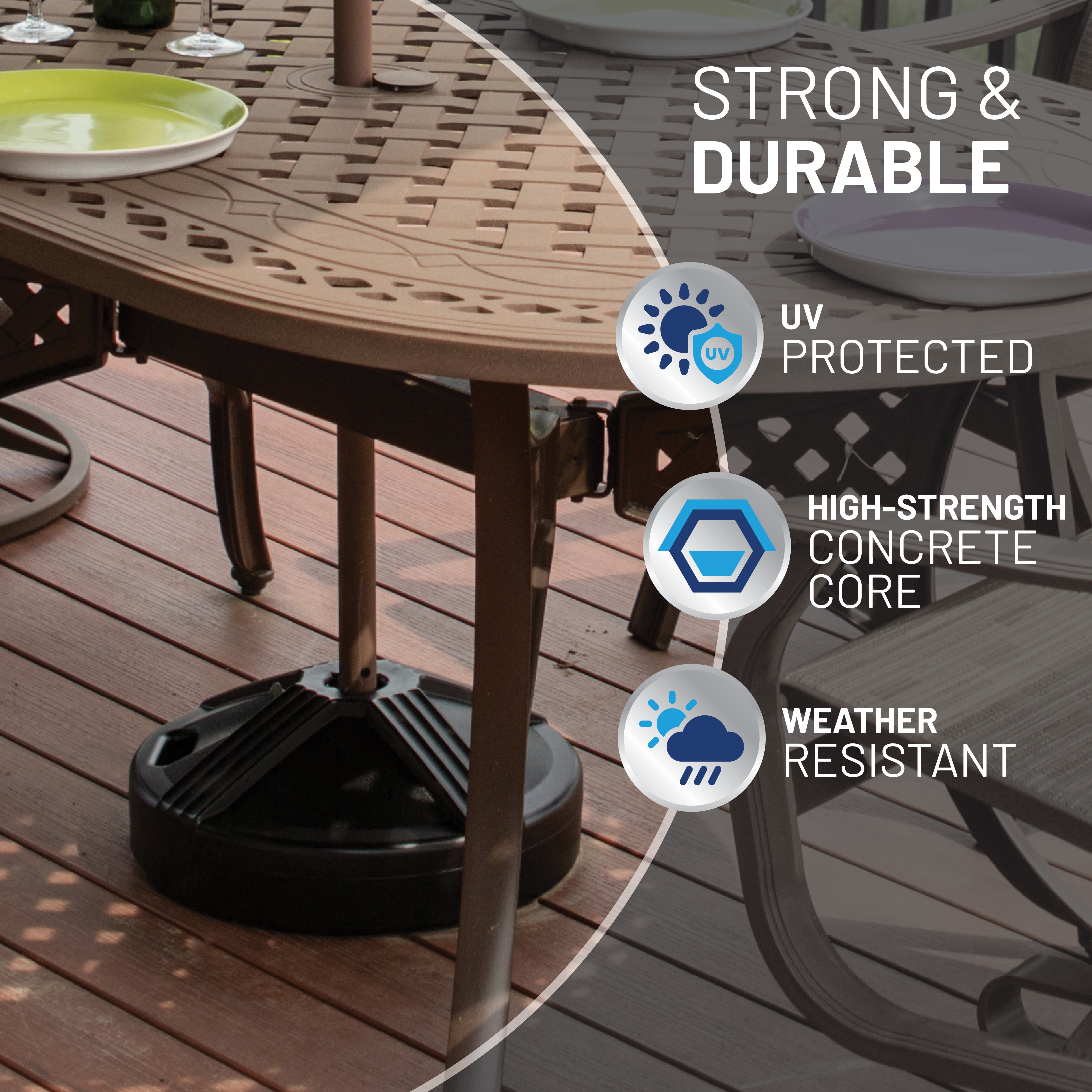 US Weight Durable 50 Pound Umbrella Base Designed to be Used with a Patio Table (Black)
