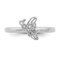 thumbnail image 3 of Diamond Sterling Silver Rhodium Butterfly Ring, 3 of 5