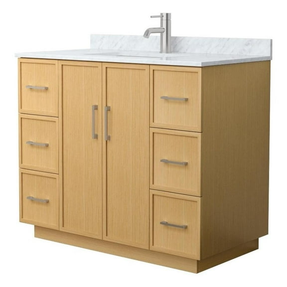 Elan TK 42" Light Oak Single Vanity & White Carrara Marble Top & Nickel Trim