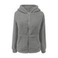thumbnail image 4 of Women's Fleece Hooded Jacket, Lightweight Zip Up Coat, Soft Plush Outerwear, Spring Fall Transitional Wear, Cute Casual Short Coat, Cozy Pocket Front Design Light Ashy M, 4 of 4