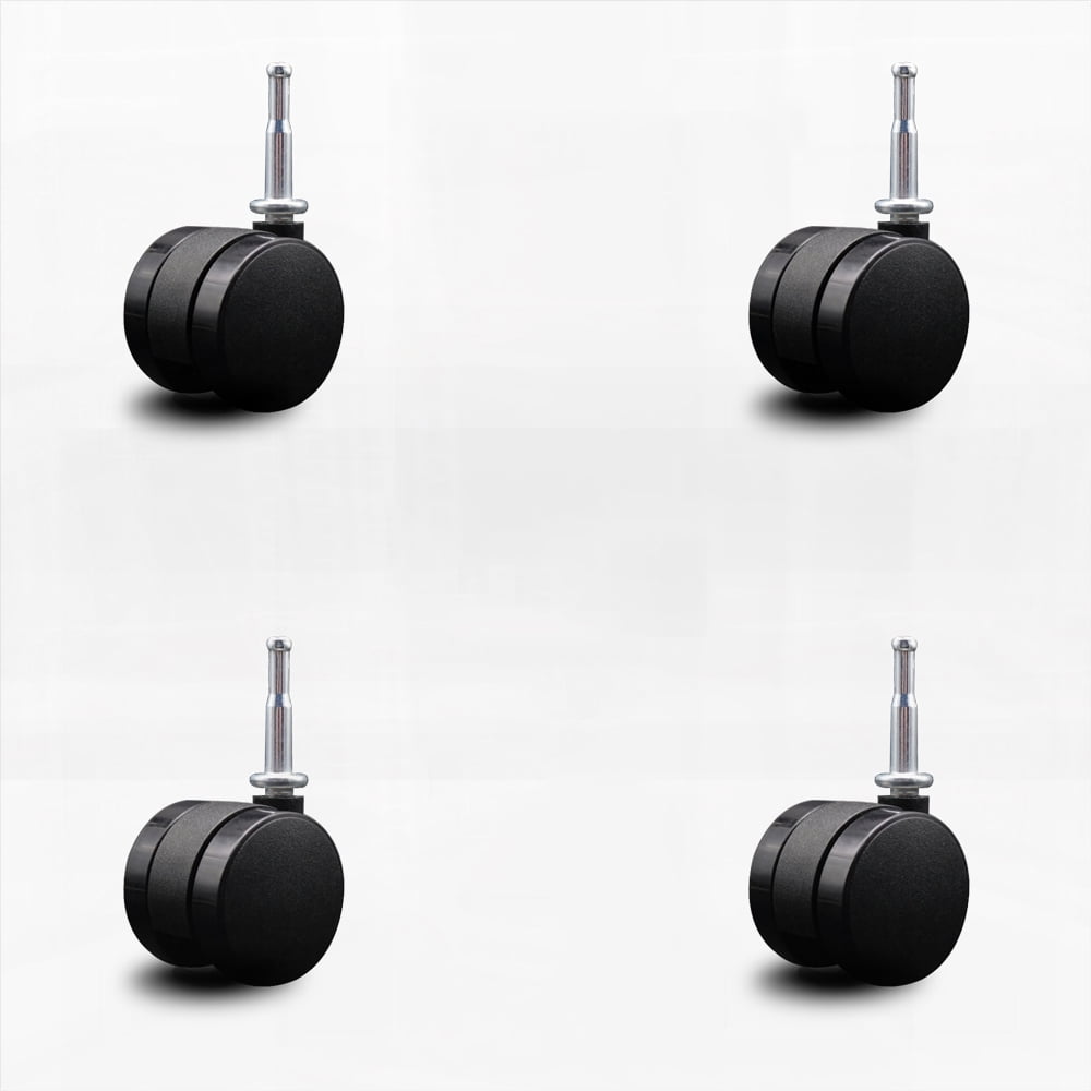 2 Inch Office Chair Casters Nylon Twin Wheels 5/16 Inch Grip Neck