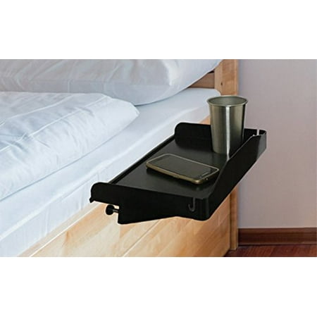 Modern Innovations 15 Inch Bedside Caddy Tray with Cup Holder & Cable Cord Insert for Multipurpose Use as Bedside Table, Breakfast Bed Tray, Small Computer Desk, Kids Shelf & Nightstand