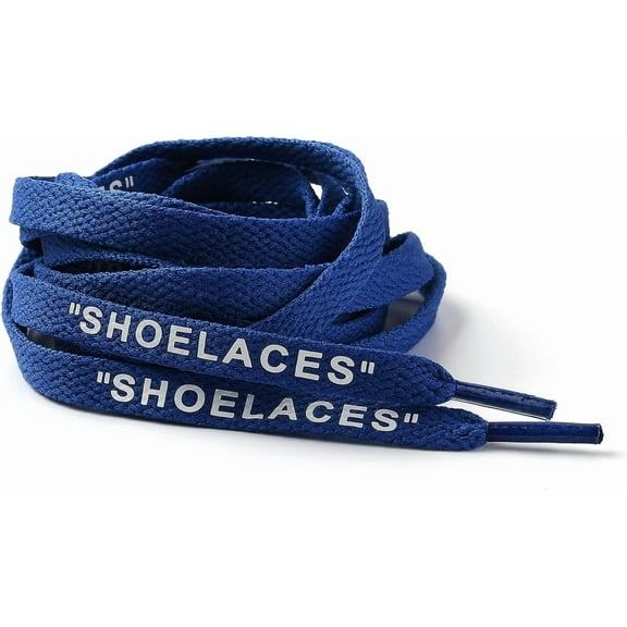 4Pcs Polyester Flat Shoelace Flat Sneaker Shoe String with Word for Adults Marine Blue 1200x9x1.5mm