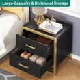 thumbnail image 5 of Dextrus Nightstand End Side Table, 2 Drawers, Metal Frame for Bedroom Living Room, Black and Gold, 5 of 7