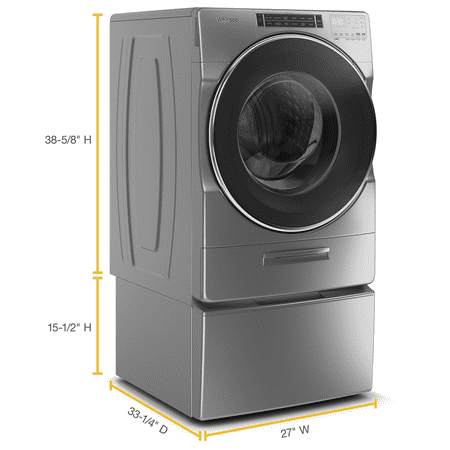 Whirlpool - 5.0 Cu. Ft. High Efficiency Stackable Front Load Washer with Steam and Load & Go XL Dispenser - Chrome shadow