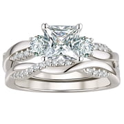 Wuziwen 1 Carat Wedding Ring Sets Infinity Band Princess Engagement Rings Sets for Women Size 7