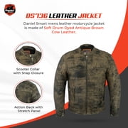 Daniel Smart S to 5XL Leather Jacket Men Motorcycle Cruiser Motorcycle Leather Jacket with Scooter Collar