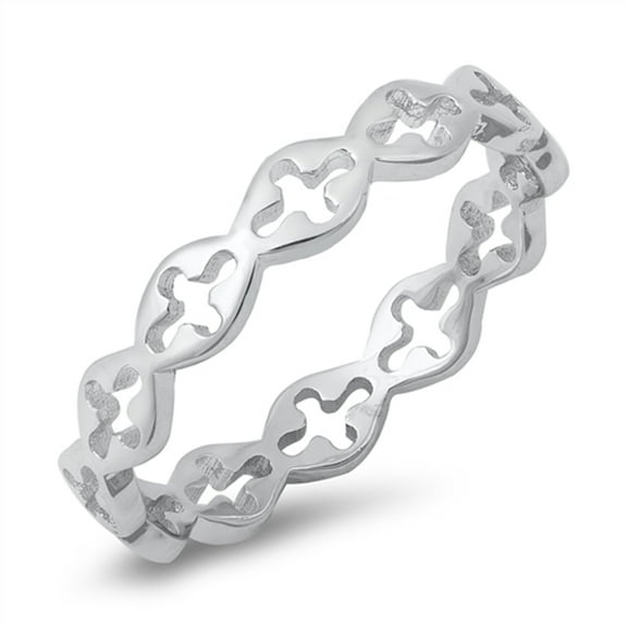 Cutout Sideways Cross Ring .925 Sterling Silver Band Jewelry Female Male Unisex Size 4