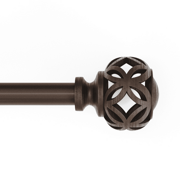 Mainstays 3/4" Oil Rubbed Bronze Filigree Knob Adjustable Single Curtain Rod Set, 30-84"
