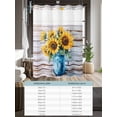 thumbnail image 6 of No Hook Cloth Fabric Shower Curtain with Snap in Liner, Sunflower Waterproof Shower Curtains Set with See Through Top Window, Watercolor Yellow Floral Vintage Wooden Grain Bath Curtains 66"x72", 6 of 6