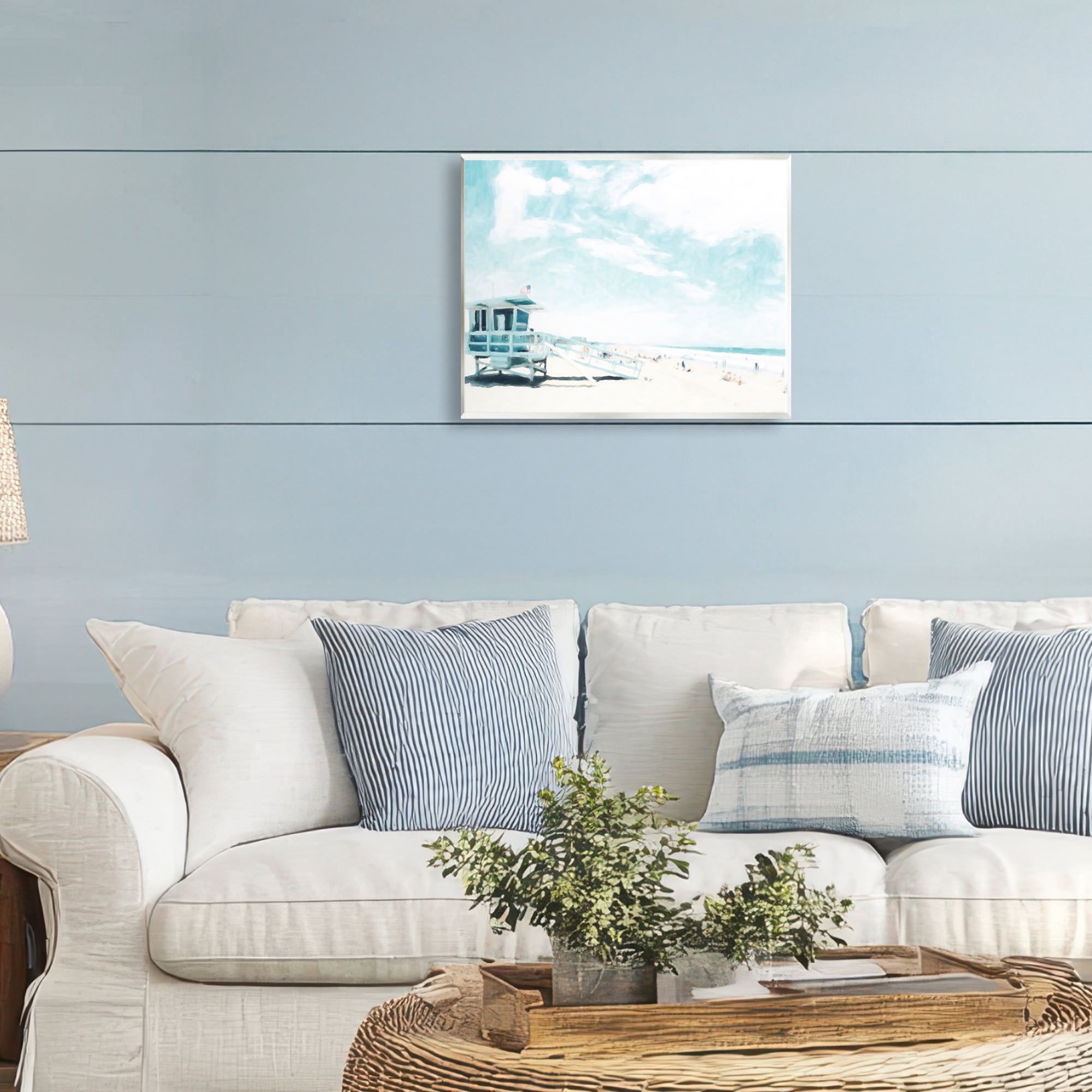Stupell Industries Blue Beach Station Wall Plaque Art, design by Kim Curinga