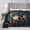 thumbnail image 5 of XMXY Fleece Throw Blanket for Couch, Boho Skull Ghost Flowers Lightweight Plush Fuzzy Cozy Soft Bed Blankets and Throws for Sofa, 50"x40" inches, 5 of 8
