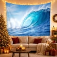 thumbnail image 3 of Turquoise Barrel Wave Under Blue Sky, Dramatic Coastal Style for Ocean Lovers, Surf Wall Decor, Housewarming Gift, Tapestry Wall Hanging for Bedroom and Living Room, 3 of 7