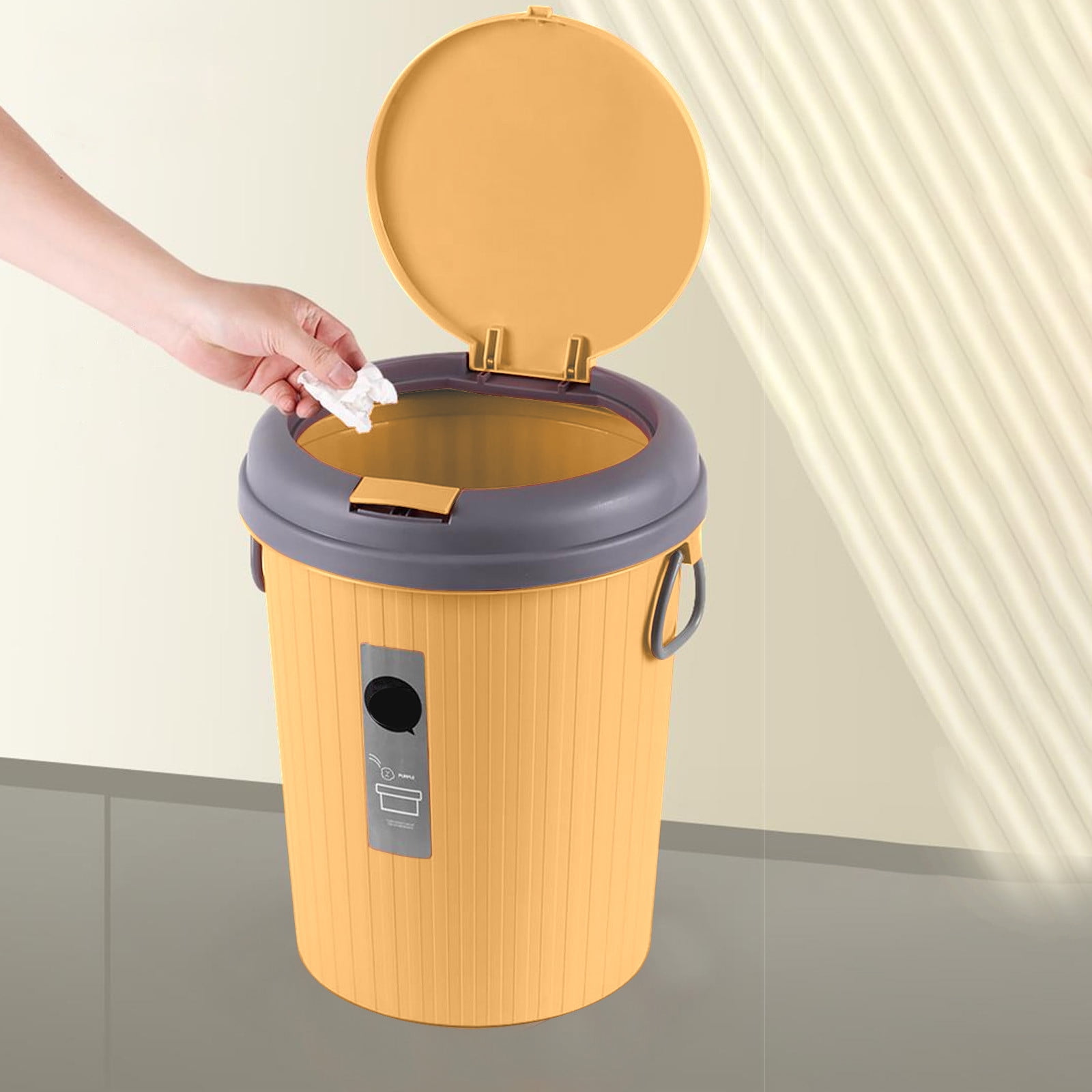 Bwiyojiz Kitchen Accessories Bathroom Trash Can Large Capacity 6L Living Room Round Thickened, Gifts for Sister, Yellow