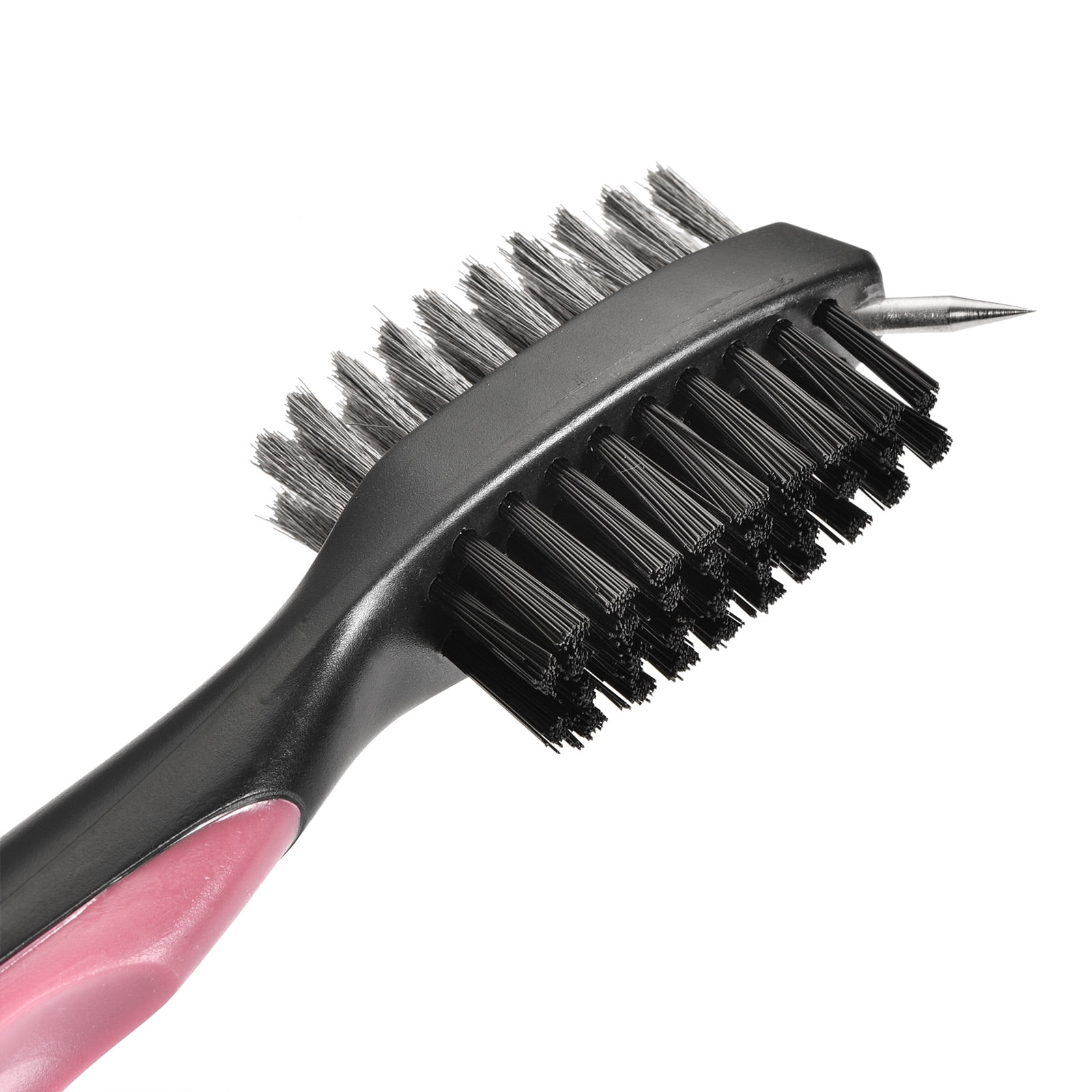 Unique Bargains Golf Club Brush Double Side Dust Groove Cleaner with Protective Shell Pink