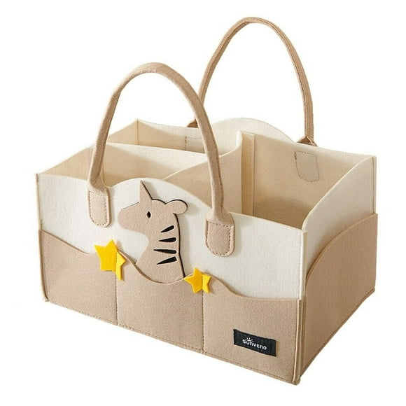 Sunveno Baby Diaper Caddy, Nursery Storage Bin and Car Organizer Basket, Bear