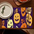 thumbnail image 4 of Purple Halloween Jack Lanterns Summer Placemats Table Placemats Set Of 6-Linen Kitchen Washable Placemats Table Mats 11.8"x17.7" Non-Slip Heat Resistant, 4 of 5