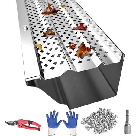 Gutter Guards 5 Inch, Aluminum Leaf Filter Rain Gutter Covers with Screws Included, 16 PCS 54FT DIY Gutter Protection System, Heavy Duty, Fits Any Roof or Gutter Type (Mill Finish)