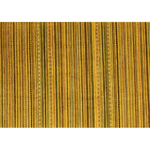 Ahgly Company Indoor Rectangle Abstract Yellow Modern Area Rugs, 3' x 5'