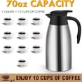 thumbnail image 2 of JOGGEIL Thermal Coffee Carafe 70oz, Double Wall Vacuum Coffee Thermos Stainless Steel Coffee Pot, Thermal Pot Flask 24 Hour Heat Retention for Coffee Tea Beverage, Silver, 2 of 10