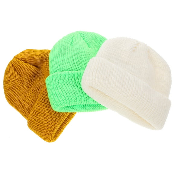 HOOWIFFY 3Pcs Winter Warm Hat Knitted Beanie for Adult Unisex Assorted Color Stylish Soft