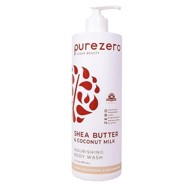 Purezero Manteca de Karité y Leche de Coco Jabón Corporal - 20oz Deja la Piel Hidratada y Fresca Mantiene la Elasticidad y Suavidad Cero Sulfatos Cero Parabenos