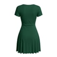 thumbnail image 4 of SOOMLON Milkmaid Dresses for Women Plus Size Tunic Short Sleeve Dress Twist Front Mini Dresses Casual Vacation Outfits, 4 of 8