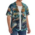 thumbnail image 2 of KLL Colorful Plant Turtle Print Men's Shirt Short Sleeve Button Down Summer Cuba Beach Shirts- Small, 2 of 5