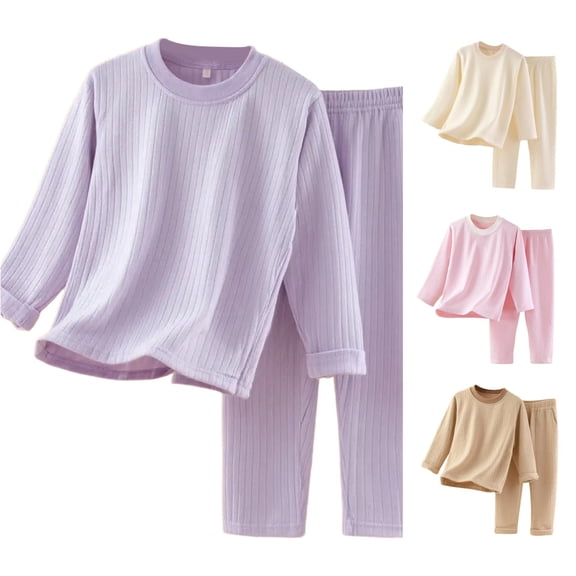 FYDUU Toddler/Little Girls Pajamas Winter Long Sleeve Pants 2Pcs Pajama Set Soft Thermal Sleepwear Kids Casual Loungewear Outfit 12-18 Months