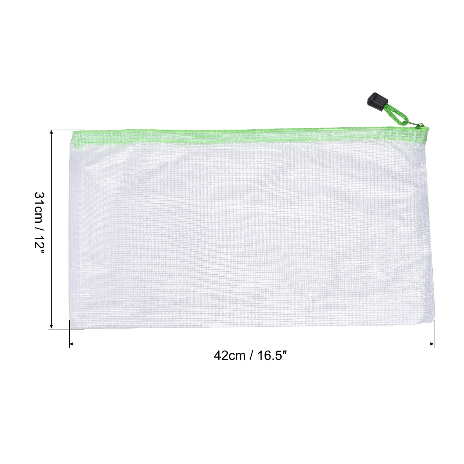 Unique Bargains Mesh Zipper Bag Plastic Zip File Pouch Document Folders Home Office Travel Green