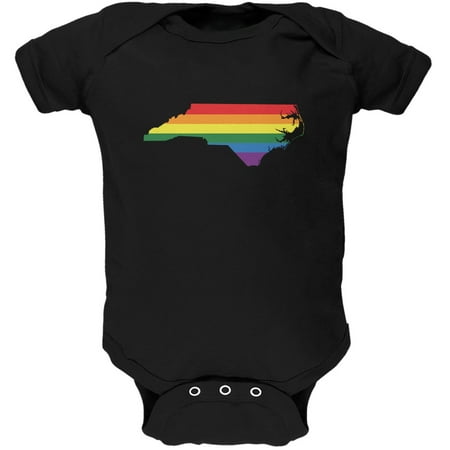 

North Carolina LGBT Gay Pride Rainbow Black Soft Baby One Piece - 9-12 months