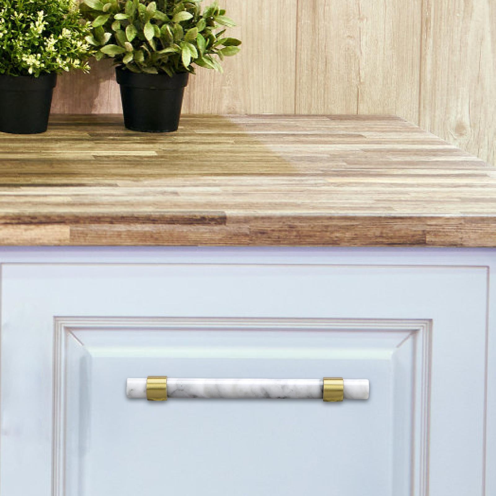 Drawer Handle Cabinet Pull Marble Bar Elegant Brass Construction for Kitchen Bathroom Dresser Furniture