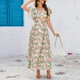 thumbnail image 5 of Women's Summer Casual Short Sleeve Tiered Flowy Spring Boho Dress Long Midi Beach Sundress Vacation Outfits, 5 of 7