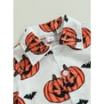 thumbnail image 4 of Toddler Boys Halloween Outfits Short Sleeve Pumpkin Print Tops Button Down Lapel Shirt + Shorts Thanksgiving Clothes Set, 4 of 7