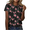 thumbnail image 6 of JTZGDY Boho Floral Tops for Women Loose Fit Casual Summer Short Sleeve Vintage Printed Crewneck Basic Workout Tees Shirt Trendy Oversized Pullover Tops Multicolor#22 XL, 6 of 6