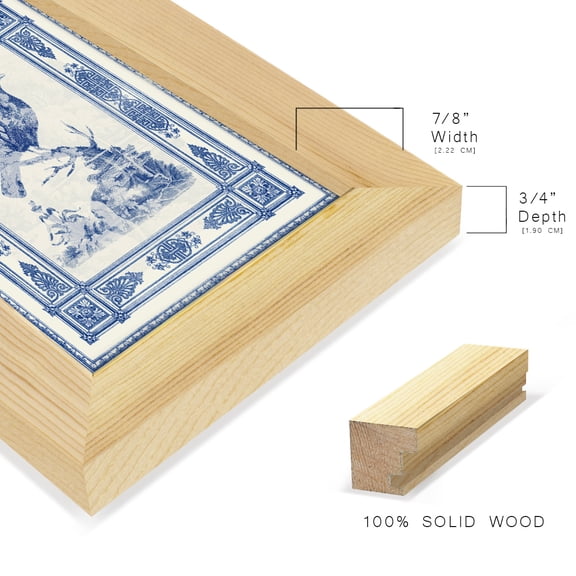 Toile de Jouy I -Framed Print w/glass-Natural Wood