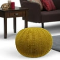 thumbnail image 2 of SIMPLIHOME Shelby Pouf Rond Tricoté à la Main, Repose-Pieds, Rembourré en Coton Moutarde, pour le Salon, la Chambre et la Chambre d'Enfants, Transitionnel, Moderne, 2 of 5