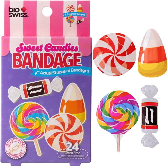 BioSwiss Sweet Candies Bandages, 24 Count