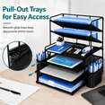 thumbnail image 6 of MEHOOM 6-Tier Desk Organizer, Metal File Organizer with Letter Tray Paper Organizer, Desktop Document & Mail Organizer, Office Supplies Organizer with 2 Pen Holders, Office Desk Accessories for Home,, 6 of 10