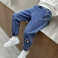 thumbnail image 4 of Rolanko Boys Baggy Jeans Elastic Straight Fit Stretch Denim Pants Loose Waist Everyday kids for 4-16, 4 of 5