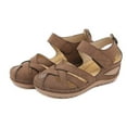 thumbnail image 5 of Women Summer Sandals Beach Wedge Sandals Bohemia Ankle Strap Causal Comfortable Round Toe Gladiator Outdoor Shoes Casual Gladiator Outdoor Shoes Brown 6, 5 of 6
