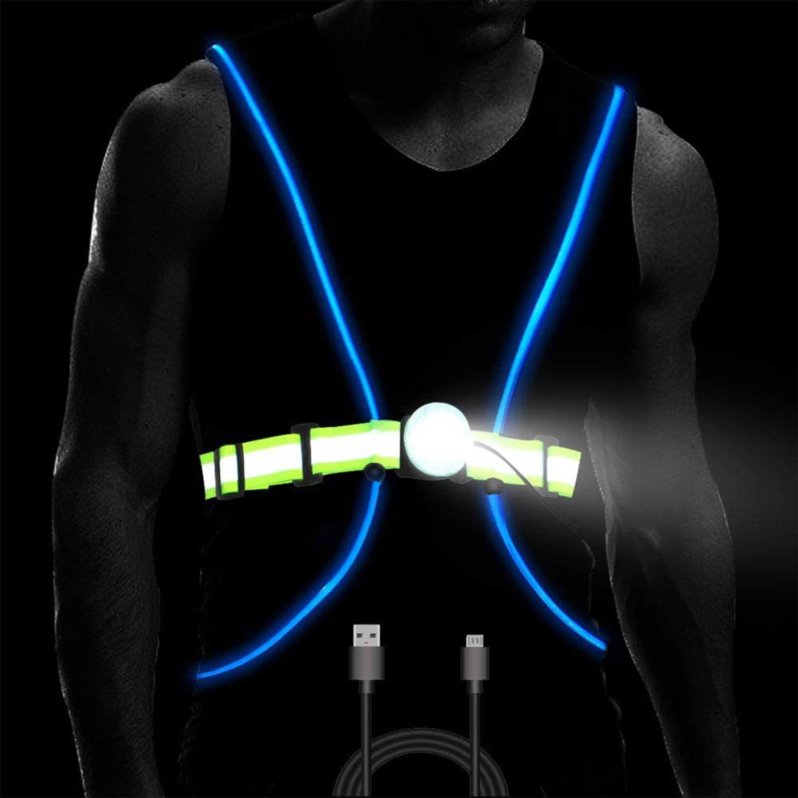 Machine Washable Reflective Running Vest with LED Lights USB Rechargeable Safety Gear with Adjustable Waist Phone Pocket High Visibility Light Up Flashing Vest Gifts for Men Women Kids Runners Walker 